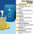 Cannaray Calm Wellness Powder in a blue resealable pouch with a yellow sun logo, shown next to a glass of chamomile tea with lemon and a pile of powder being poured. The right side lists wellness benefits with letters and ingredient names.