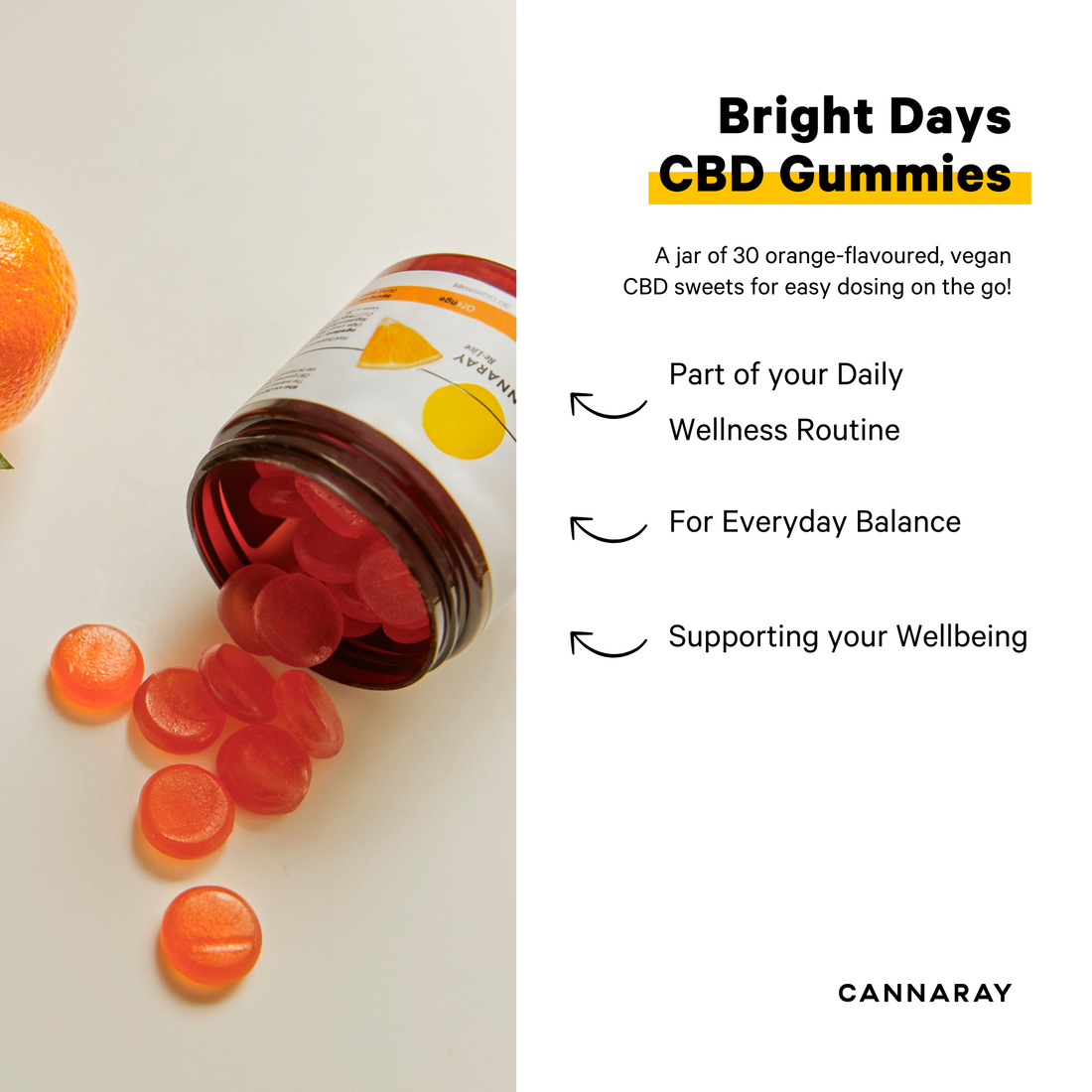 Cannaray Bright Days CBD Gummies – product feature icons