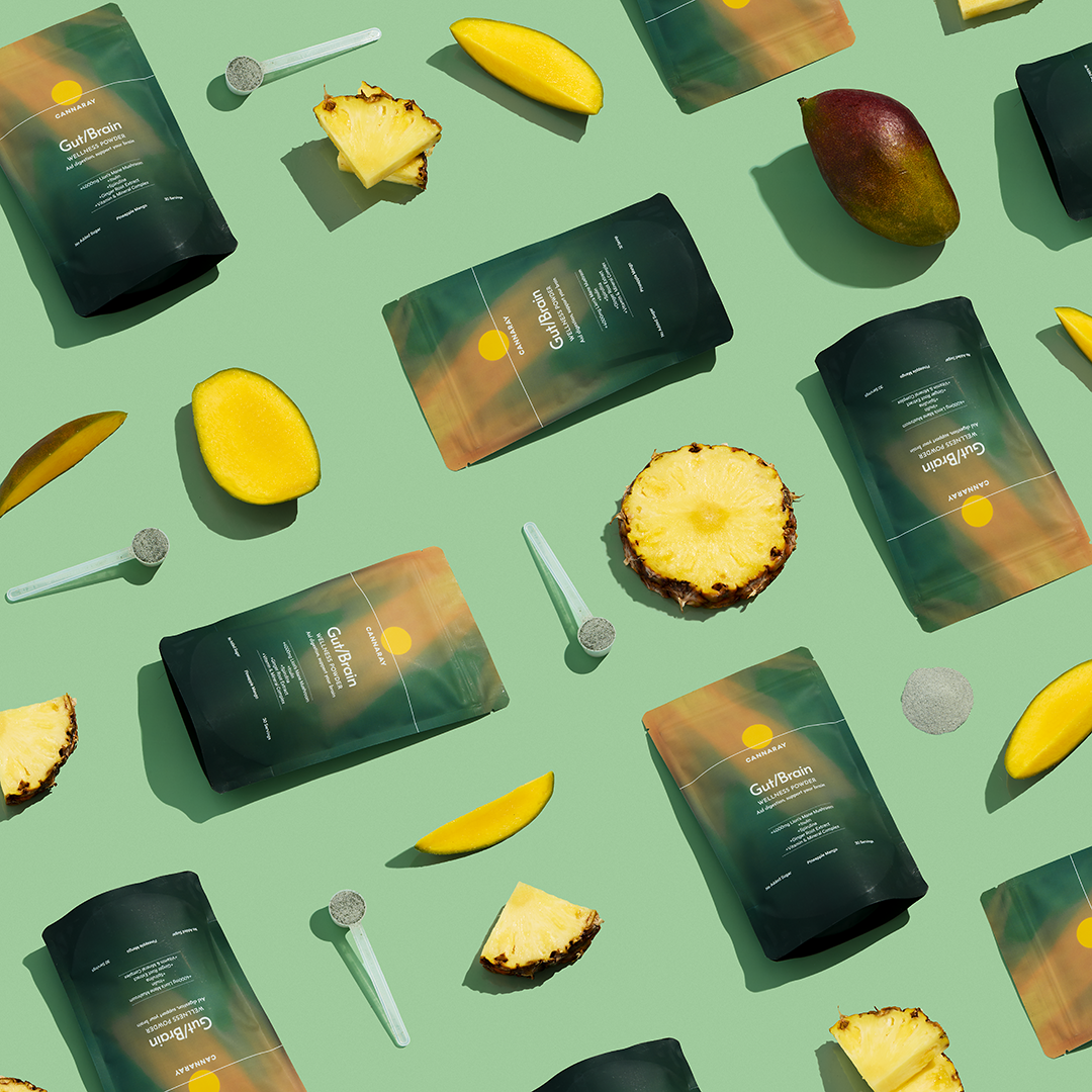 Cannaray Gut/Brain Powder - Mango & Pineapple Blend – flat lay