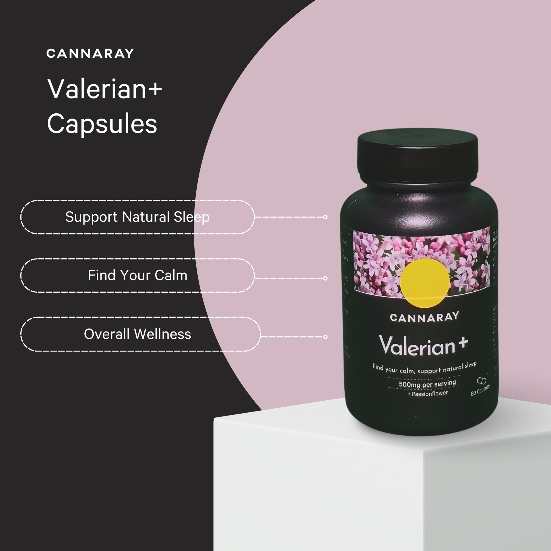 Valerian Capsules to support natural sleep and wellness.