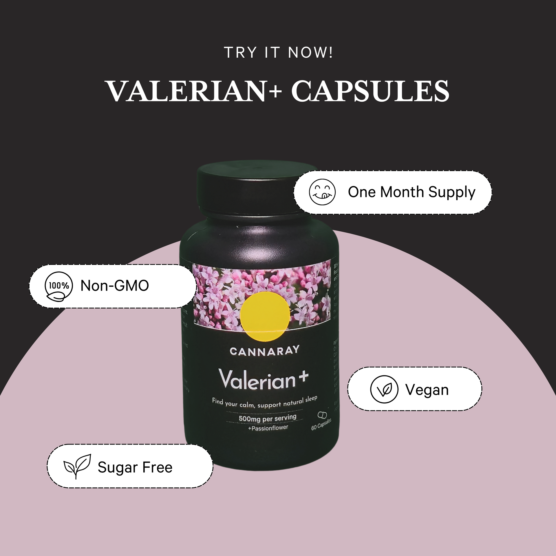 Benefits of Valerian Capsules: one month supply, vegan, sugar-free, non-GMO